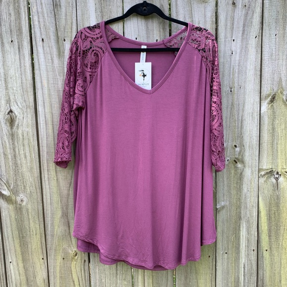 Zenana Premium Wine color Lace top NWT misc sizes - Picture 2 of 11